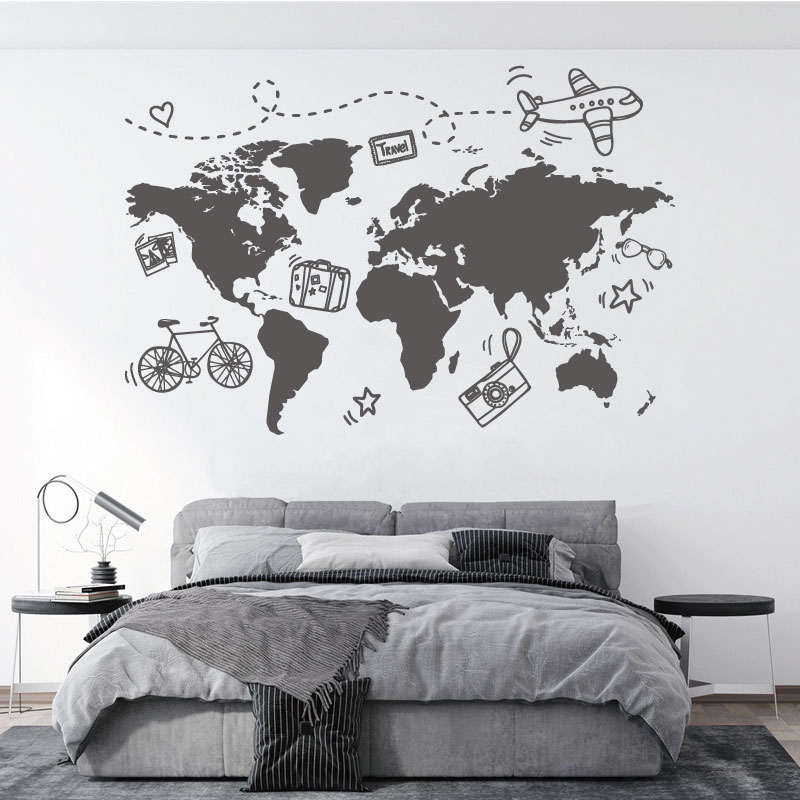 Office Furniture World - Go Travel Stiker Dinding Peta Dunia