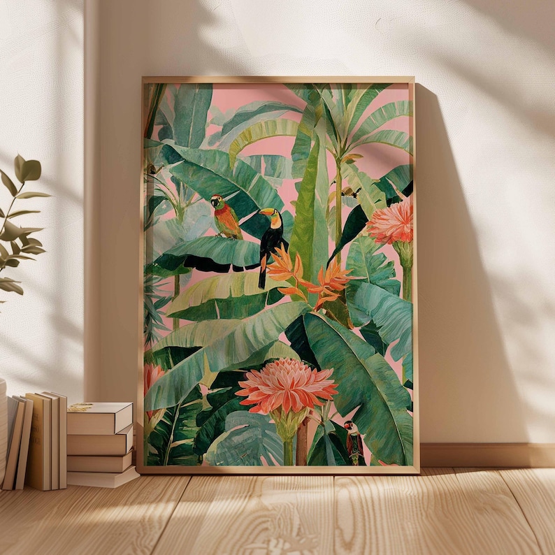 Office Furniture Design - 1 Buah Poster Kanvas Tropis Retro,