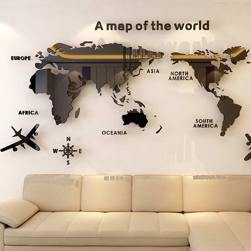 Office Furniture World - Stiker Dinding Peta Dunia Stiker Cermin