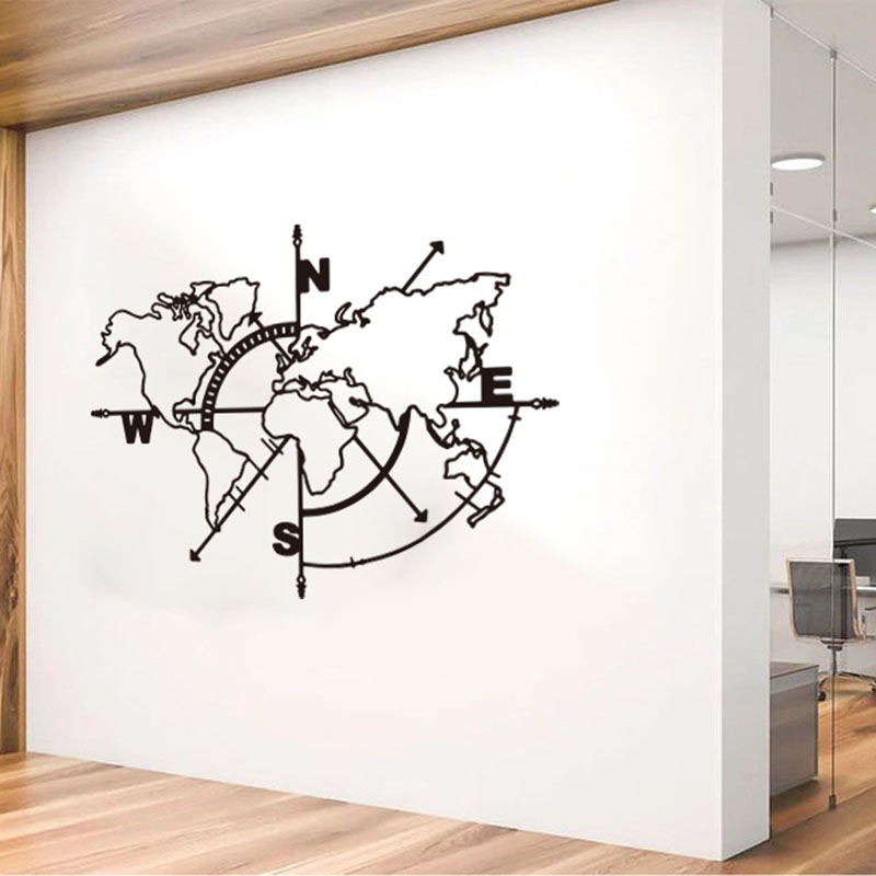 Office Furniture World - Stiker Dinding Mobil Kompas Peta Dunia