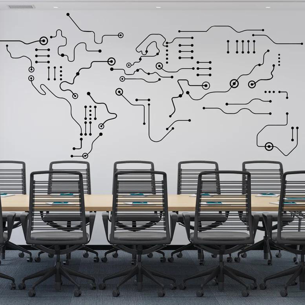 Office Furniture World - Papan Sirkuit Peta Dunia Kantor Stiker
