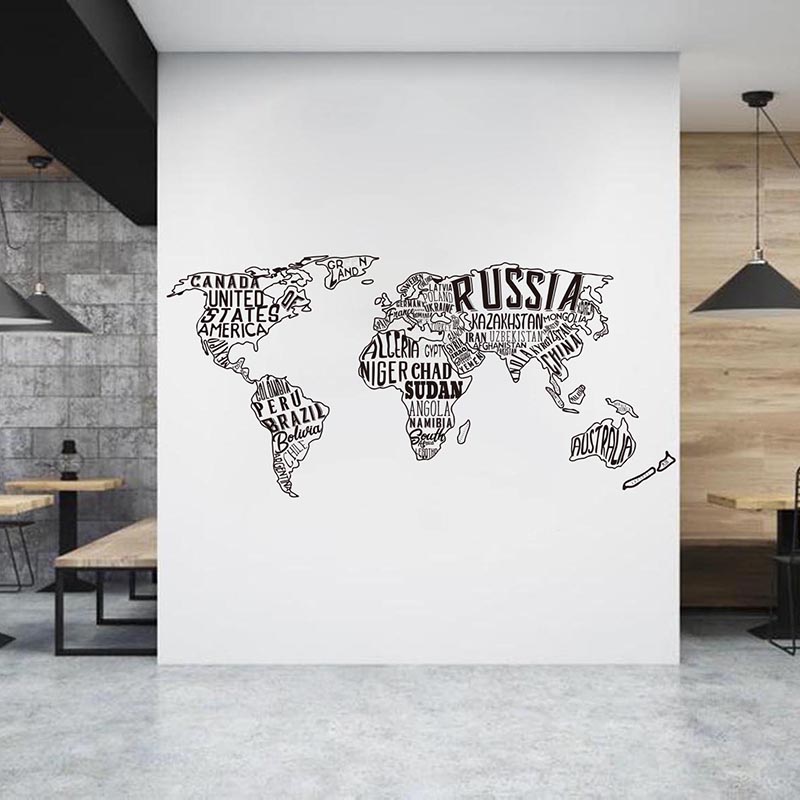 Stiker Dinding Kolase Peta Dun - Office Furniture World ulasan dan harga