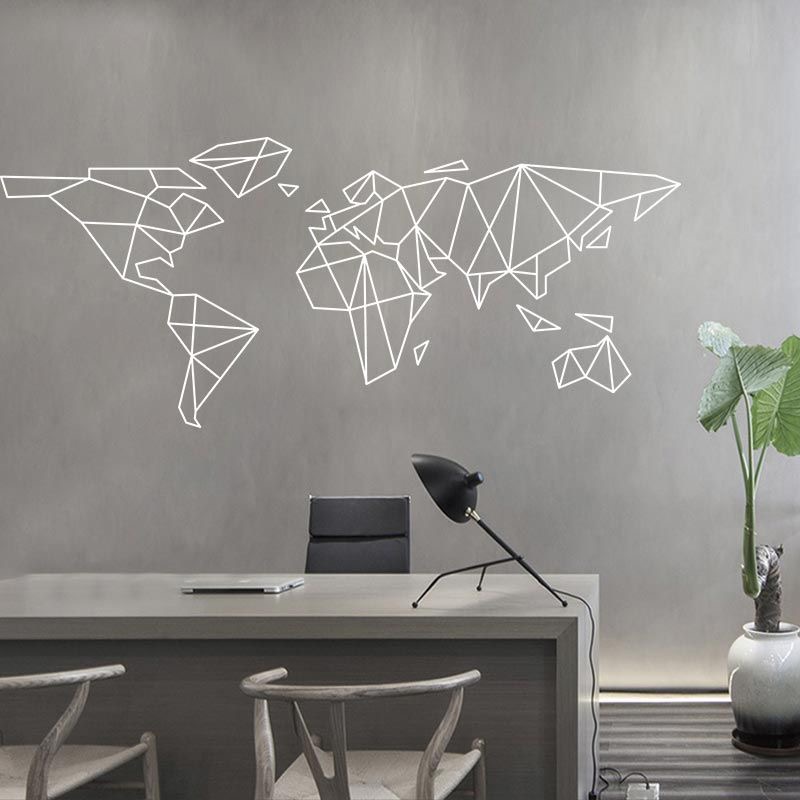 Stiker Dinding Peta Dunia Geom - Office Furniture World ulasan dan harga