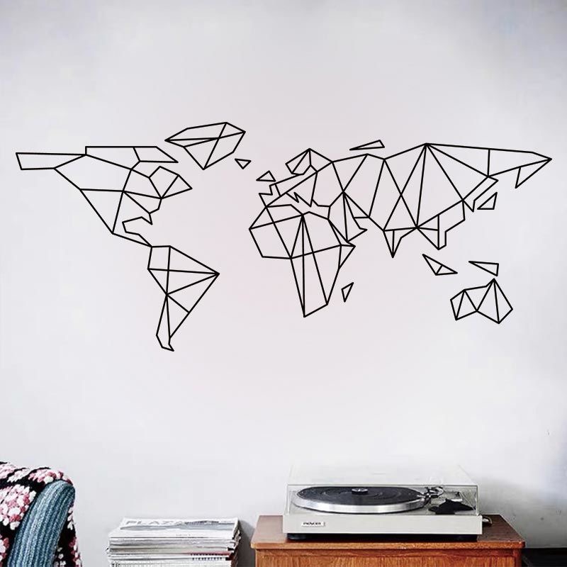 Stiker Dinding Peta Dunia Geom - Office Furniture World ulasan dan harga