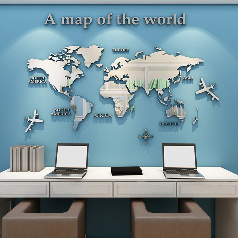 Stiker Dinding Peta Dunia Stik - Office Furniture World ulasan dan harga