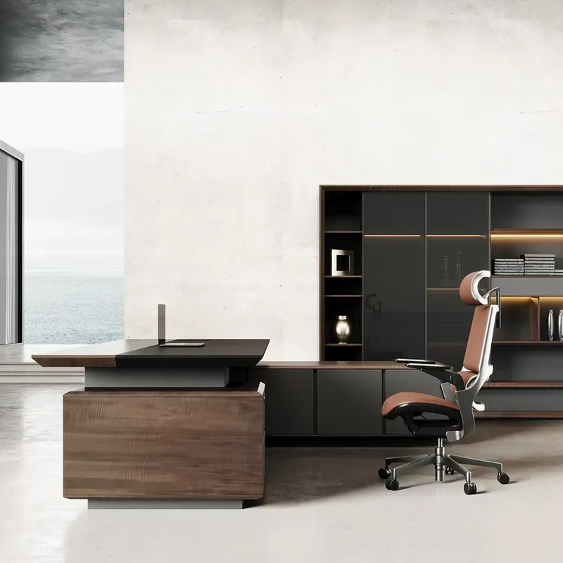 Meja Eksekutif Mewah Kayu Soli - Office Furniture Desk ulasan dan harga