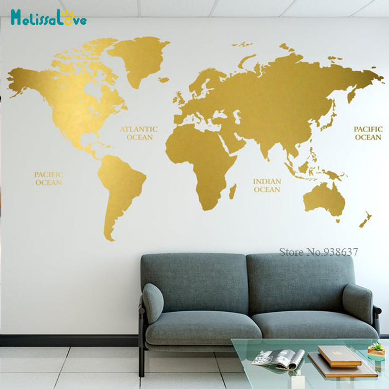 Emas Peta Dunia Decal Geometri - Office Furniture World ulasan dan harga