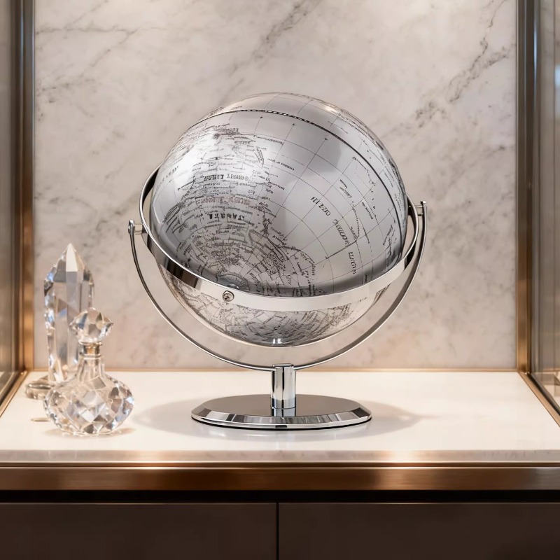 Ornamen Bola Dunia Perak Mewah - Office Furniture World ulasan dan harga
