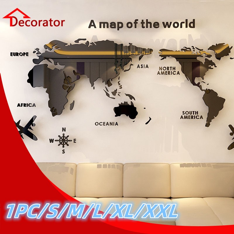 Dekal dinding 3D akrilik peta  - Office Furniture World ulasan dan harga