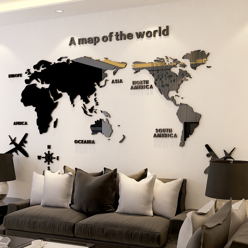 Dekal dinding 3D akrilik peta  - Office Furniture World ulasan dan harga