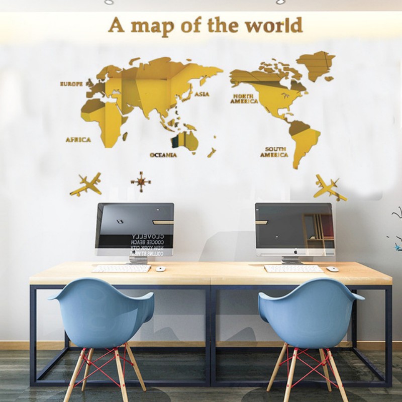 Dekal dinding 3D akrilik peta  - Office Furniture World ulasan dan harga